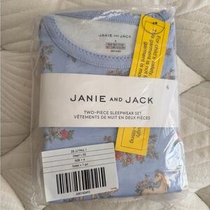 Janie and Jack Light Blue Floral Horse Two-Piece Pajama Set